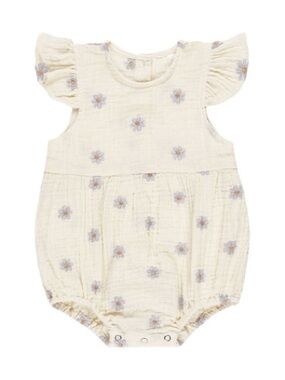Rylee and Cru cream and Blue Daisies Amelia Romper